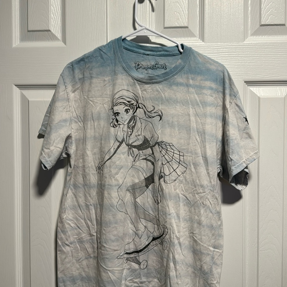 Proper Gnar Skateboarding Anime Manga T-Shirt Tie Dye White Preowned